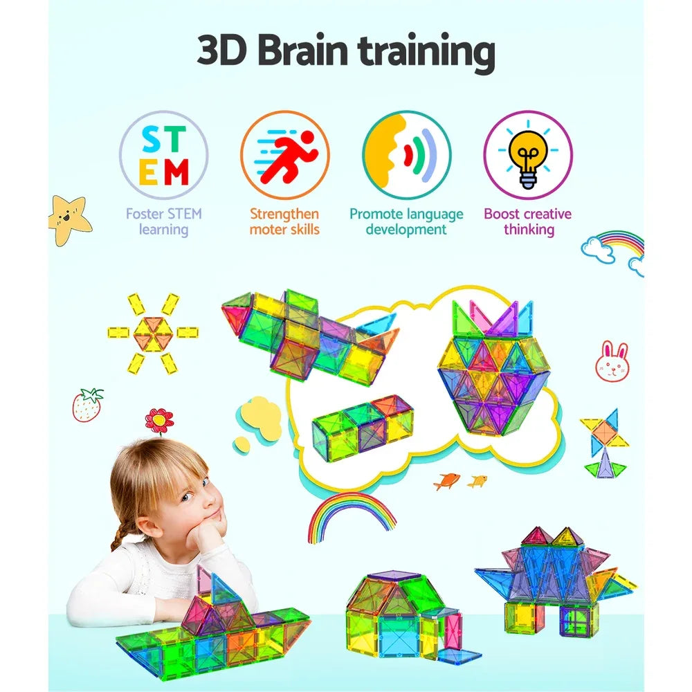 Keezi 120pcs Kids Magnetic Tiles Blocks Building Educational Toys Children Gift - Mekamart Australia