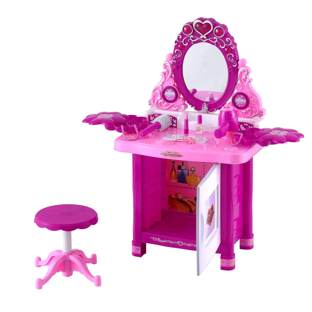 Keezi Kids Pretend Makeup Play Set Dressing Table Chair Girls Toys Children - Mekamart Australia