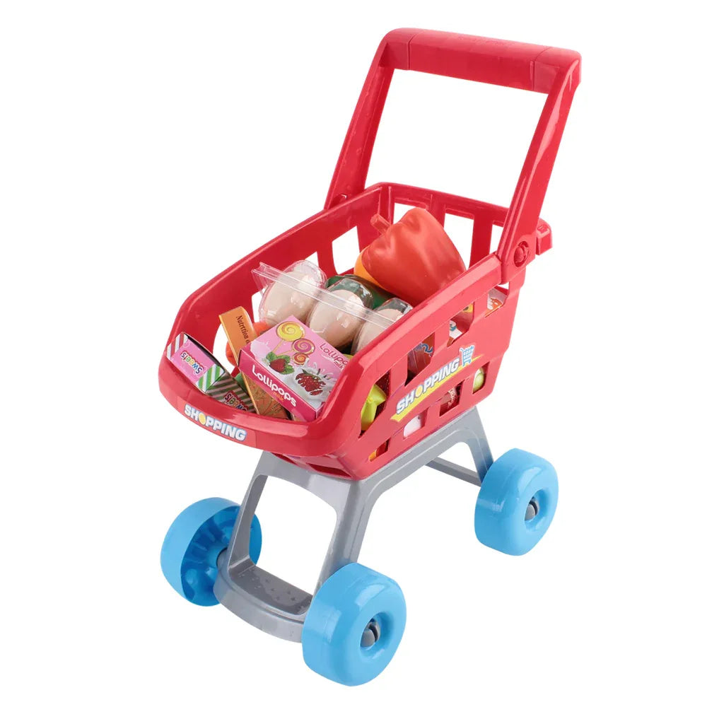 Keezi Kids Pretend Role Play Supermarket 24 Piece Playset Cash Register Trolley - Mekamart Australia
