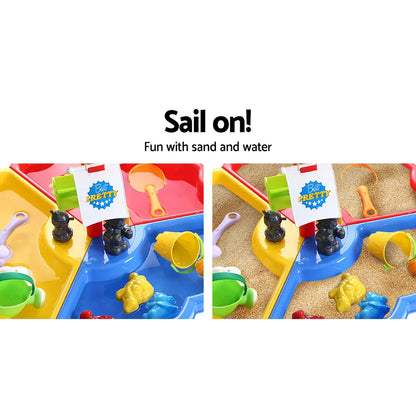 Keezi Kids Sandpit Pretend Play Set Outdoor Sand Water Table Beach Toy - Mekamart Australia