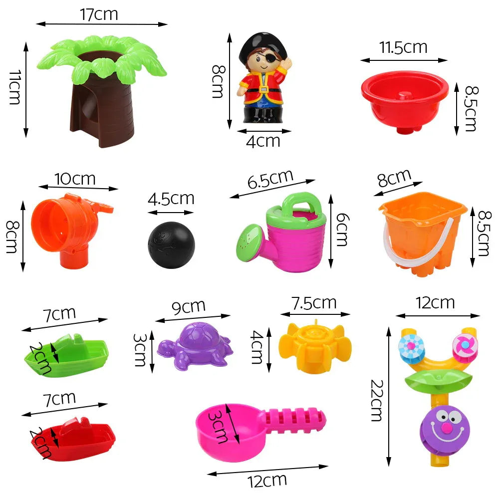 Keezi Kids Sandpit Pretend Play Set Sand Water Table Outdoor Beach Toy Children - Mekamart Australia