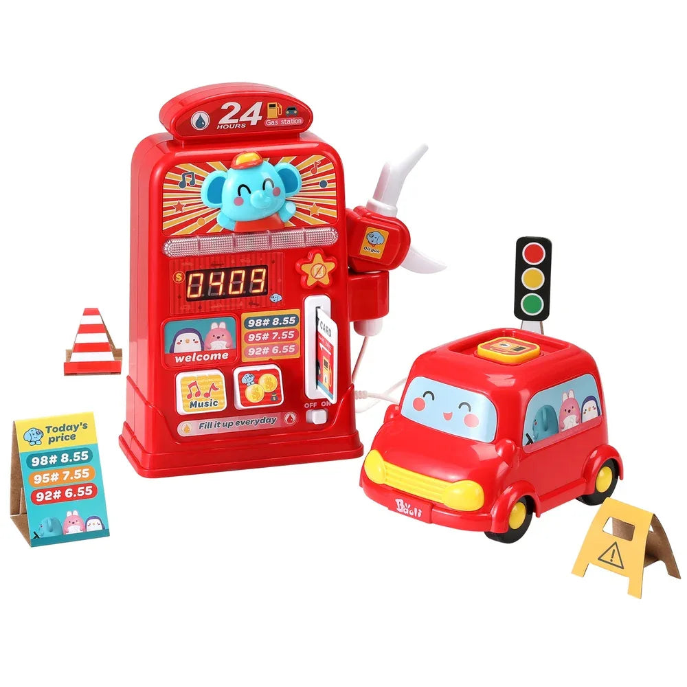 Keezi Kids Gas Petrol Station Pumper Pretend Play Toys Car Music Card Playset - Mekamart Australia