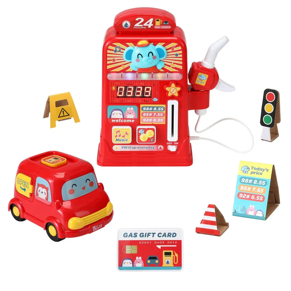 Keezi Kids Gas Petrol Station Pumper Pretend Play Toys Car Music Card Playset - Mekamart Australia