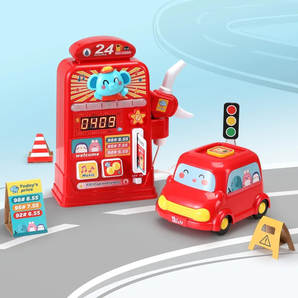 Keezi Kids Gas Petrol Station Pumper Pretend Play Toys Car Music Card Playset - Mekamart Australia