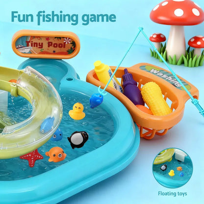 Keezi Kids Pretend Play Kitchen Sink with Faucet Floating Fishing Toys Play food - Mekamart Australia