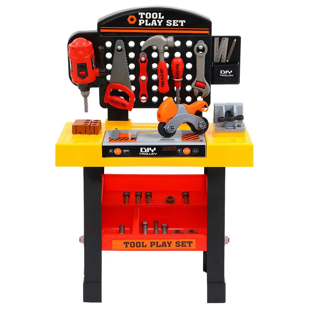 Keezi Kids Pretend Workbench DIY Tools 54 Piece Children Role Play Toys Black - Mekamart Australia