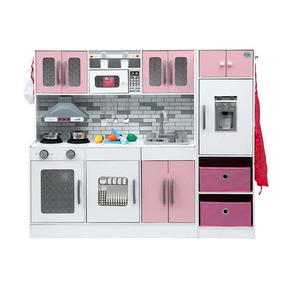 Keezi Kids Kitchen Playset 2-Piece Wooden Pretend Play Coffee Maker Toy 100CM Pink - Mekamart Australia