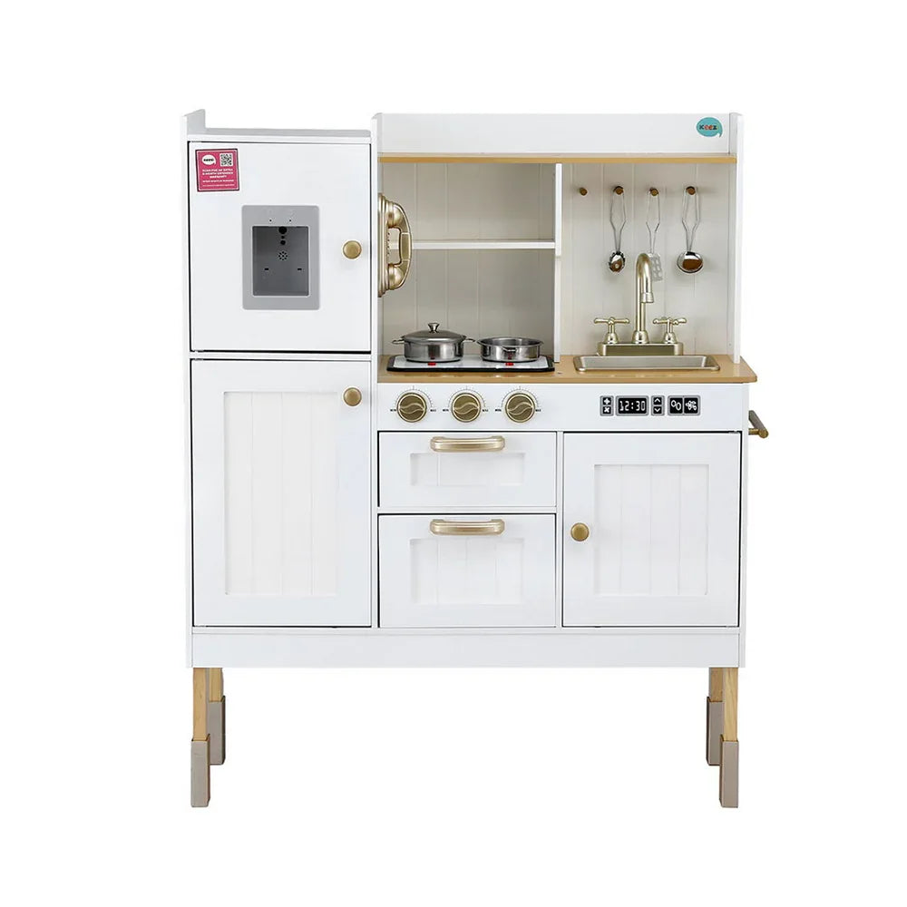 Keezi Kids Kitchen Play Set Wooden Pretend Toys Cooking Children Storage Golden - Mekamart Australia