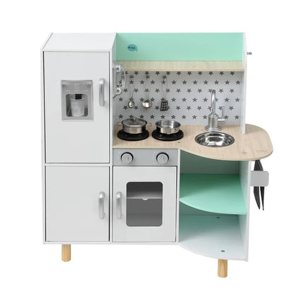 Keezi Kids Wooden Pretend Kitchen Play Sets Cooking Toys Oven Fridge 85CM Green - Mekamart Australia