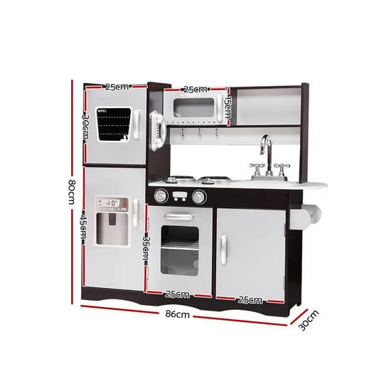 Keezi Kids Kitchen Play Set Wooden Pretend Toys Cooking Children Stove Fridge - Mekamart Australia