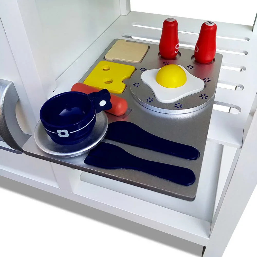 Keezi Kids Kitchen Play Set Wooden Pretend Toys Cooking Children Cookware Food - Mekamart Australia