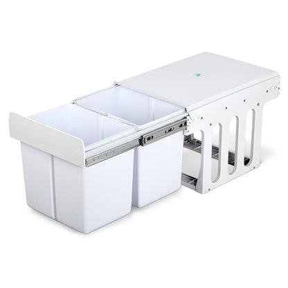 Cefito Pull Out Bin Kitchen Double Basket 2X15L White - Mekamart Australia
