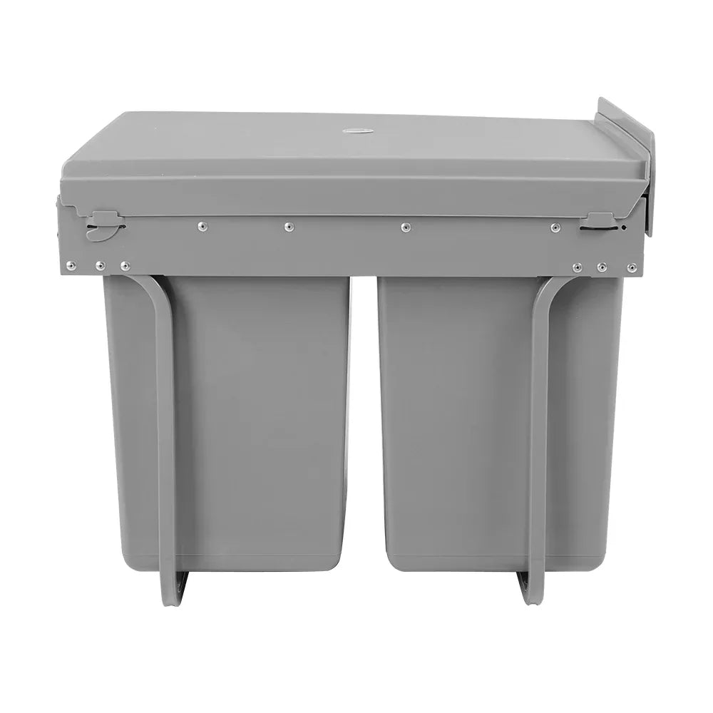 Cefito Pull Out Bin Kitchen Double Basket 2X20L Grey - Mekamart Australia