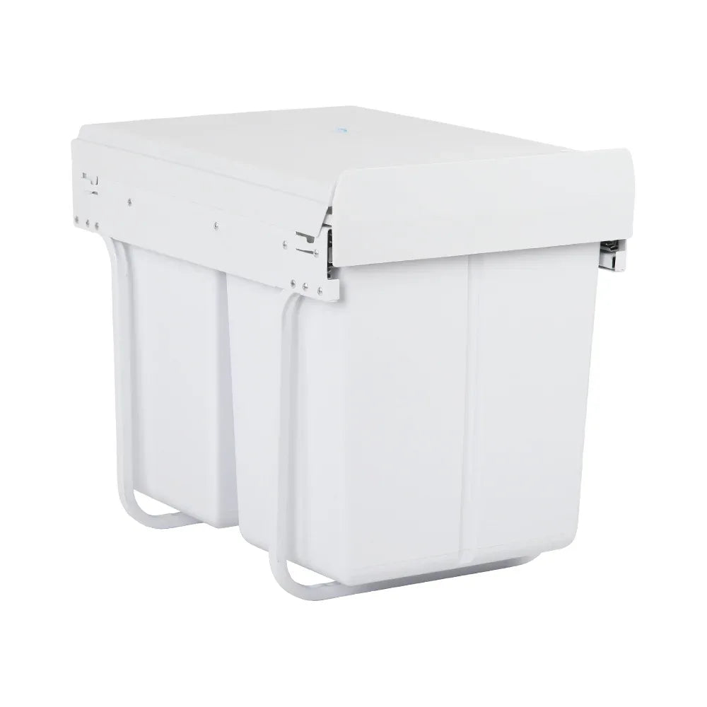 Cefito Pull Out Bin Kitchen Double Basket 2X20L White - Mekamart Australia