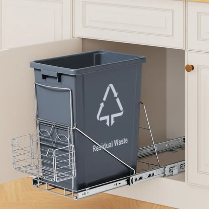 Cefito Pull Out Bin Kitchen Cabinet Slide Garbage Rubbish Bins Basket 40L Grey - Mekamart Australia