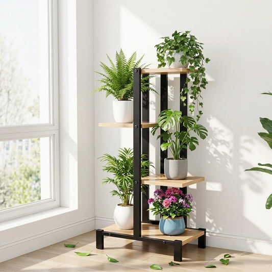 Artiss 4 Tiers Plant Stand Metal Flower Pots Shelf Indoor Outdoor Garden Home - Mekamart Australia