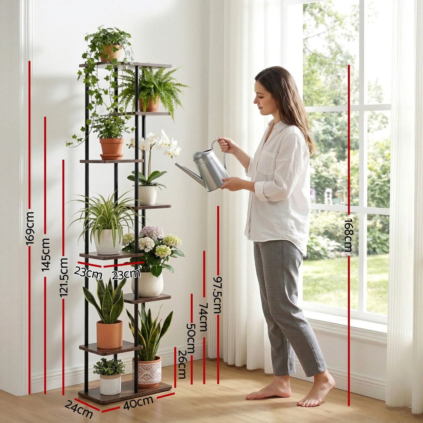 Artiss 8 Tiers Plant Stand Metal Flower Pots Shelf Indoor Outdoor Garden Home - Mekamart Australia