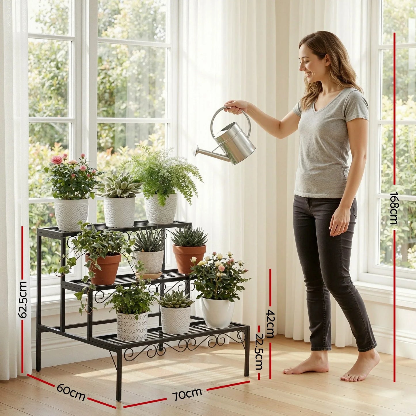 Artiss Plant Stand 3 Tier Metal Corner Plant Shelf Multiple Flower Holder Rack - Mekamart Australia