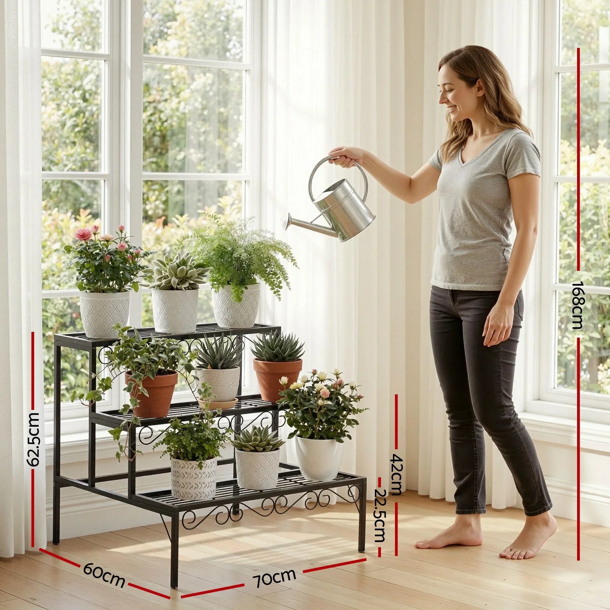 Artiss Plant Stand 3 Tier Metal Corner Plant Shelf Multiple Flower Holder Rack - Mekamart Australia