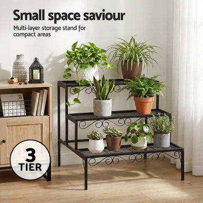 Artiss Plant Stand 3 Tier Metal Corner Plant Shelf Multiple Flower Holder Rack - Mekamart Australia