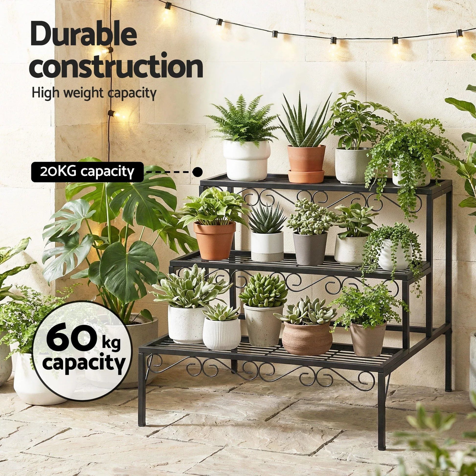 Artiss Plant Stand 3 Tier Metal Corner Plant Shelf Multiple Flower Holder Rack - Mekamart Australia
