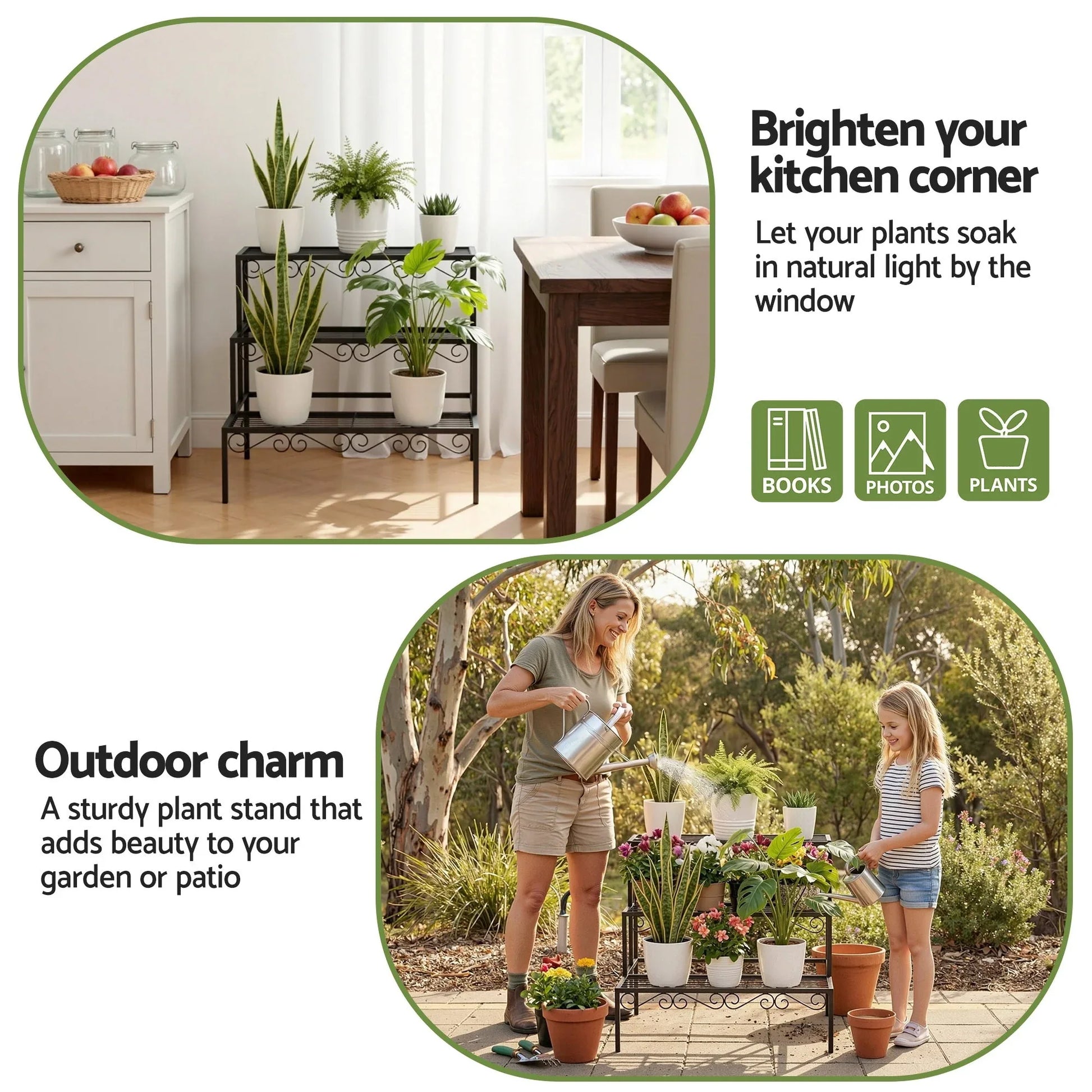 Artiss Plant Stand 3 Tier Metal Corner Plant Shelf Multiple Flower Holder Rack - Mekamart Australia