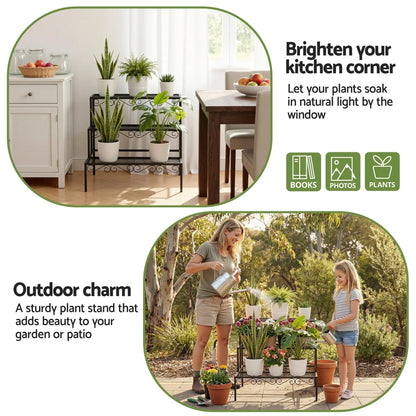 Artiss Plant Stand 3 Tier Metal Corner Plant Shelf Multiple Flower Holder Rack - Mekamart Australia