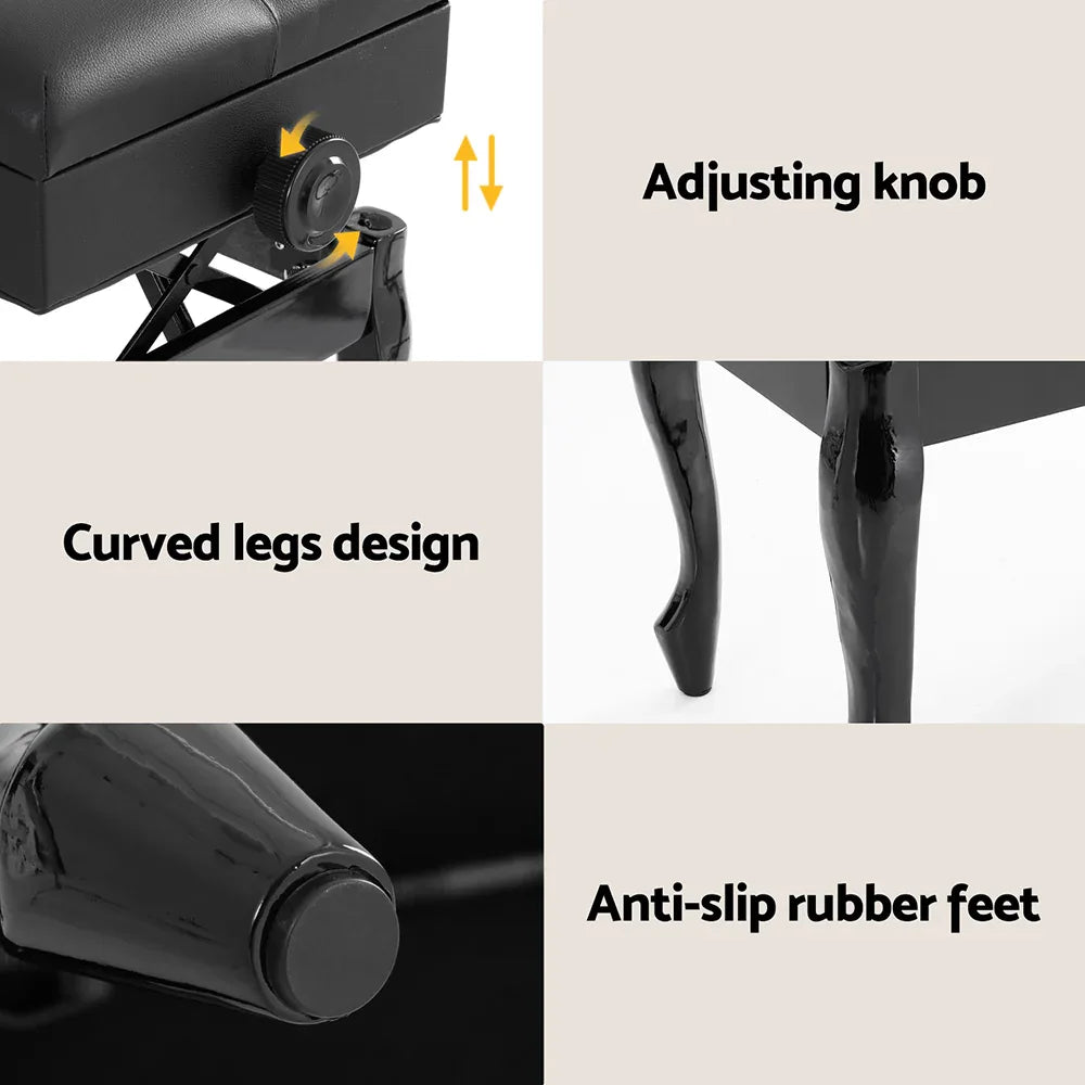 Alpha Piano Bench Stool Adjustable Height Keyboard Seat - Mekamart Australia