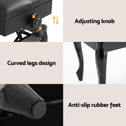 Alpha Piano Bench Stool Adjustable Height Keyboard Seat - Mekamart Australia