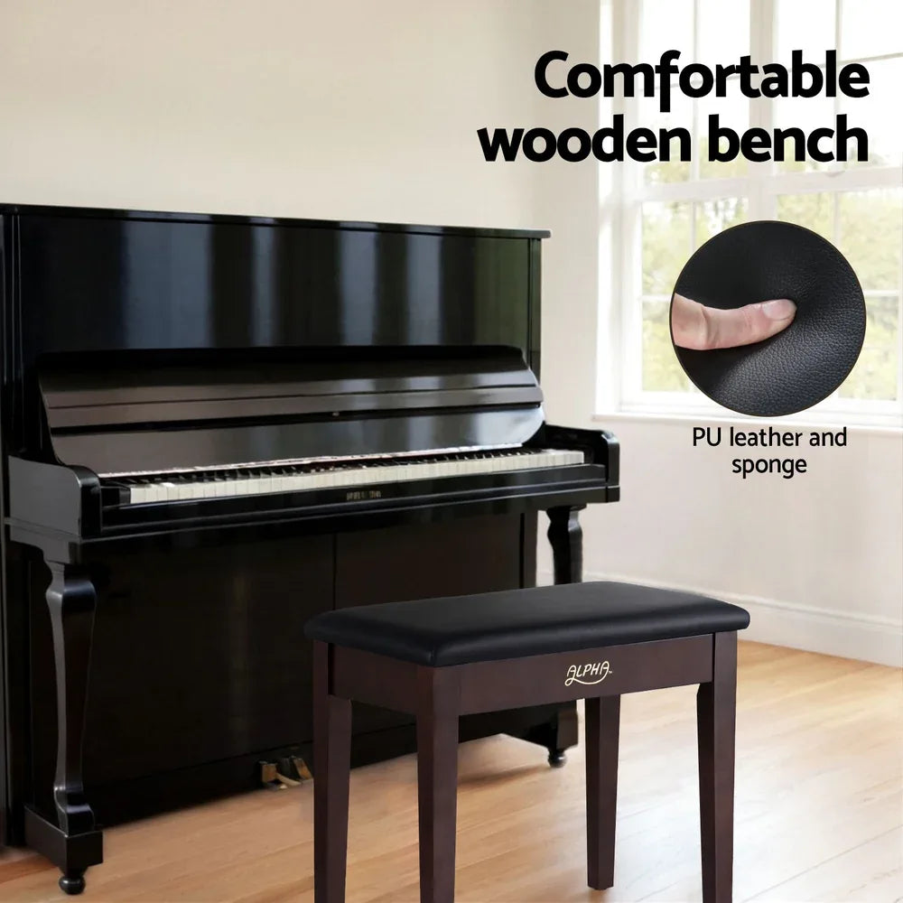 Alpha Piano Bench Stool with Storage Wooden PU Leather - Mekamart Australia