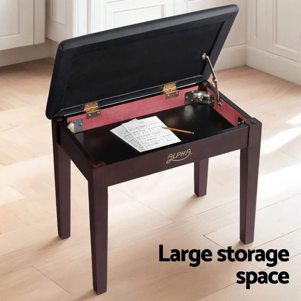 Alpha Piano Bench Stool with Storage Wooden PU Leather - Mekamart Australia