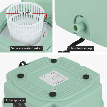 Devanti Portable Washing Machine 8L Green - Mekamart Australia