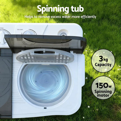 Devanti Portable Washing Machine Twin Tub 4.5KG - Mekamart Australia