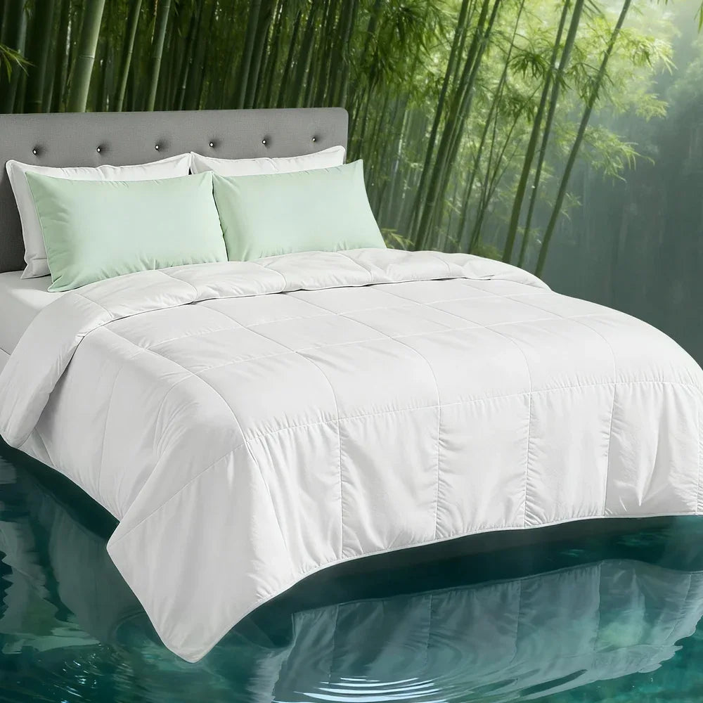 Giselle Bedding 200GSM Bamboo Quilt Summer Quilts All Season Doona Duvet Lightweight Queen - Mekamart Australia
