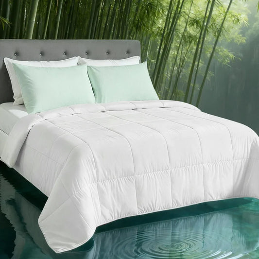 Giselle Bedding 200GSM Bamboo Quilt Summer Quilts All Season Doona Duvet Lightweight Super King - Mekamart Australia