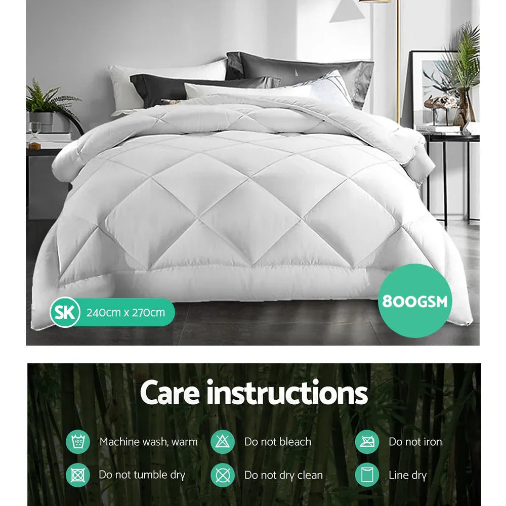 Giselle Bedding 800GSM Microfibre Bamboo Quilt King - Mekamart Australia