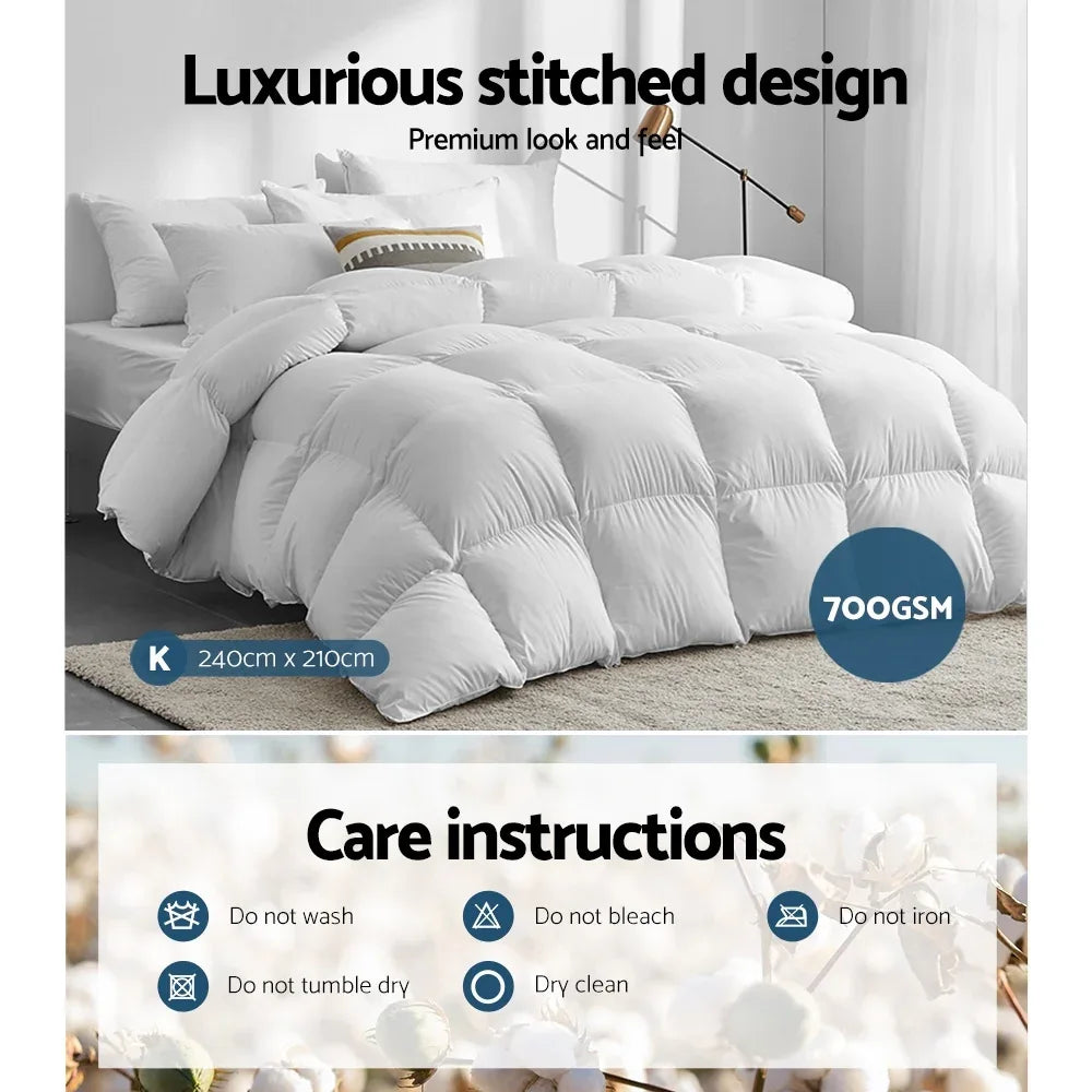 Giselle Bedding 700GSM Duck Down Feather Quilt King - Mekamart Australia
