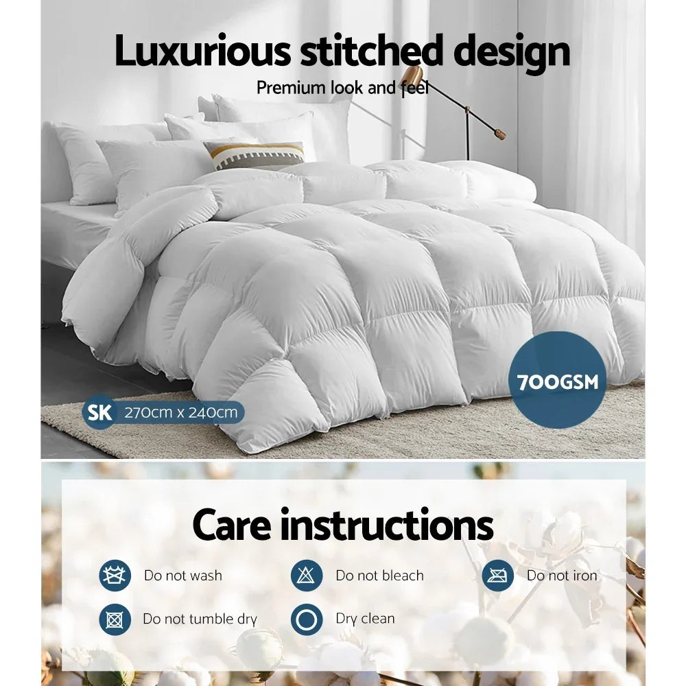 Giselle Bedding 700GSM Duck Down Feather Quilt Super King - Mekamart Australia