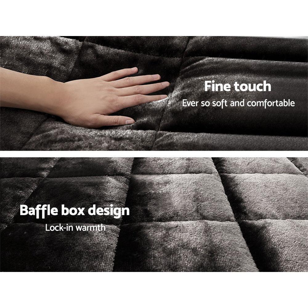 Giselle Bedding Faux Mink Quilt Charcoal Single - Mekamart Australia