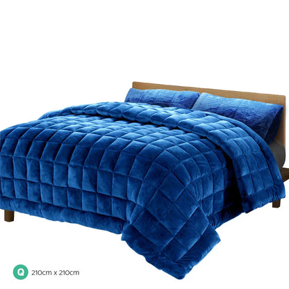 Giselle Bedding Faux Mink Quilt Blue Queen - Mekamart Australia