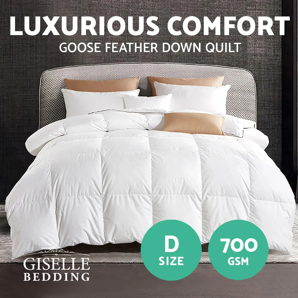 Giselle Bedding 700GSM Goose Down Feather Quilt Double - Mekamart Australia