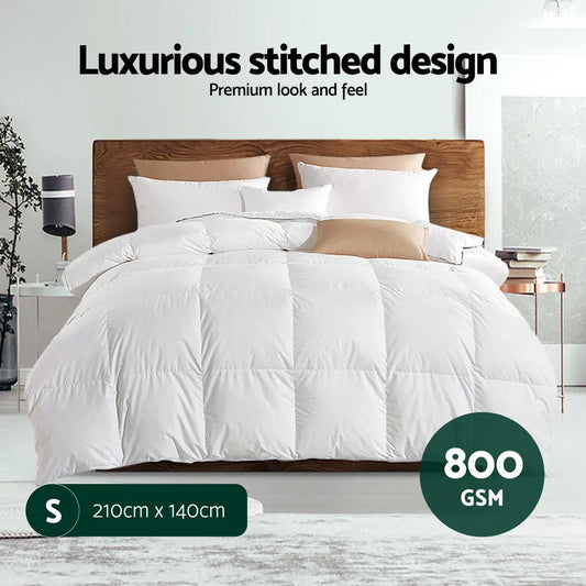 Giselle Bedding 800GSM Goose Down Feather Quilt Winter Blanket Duvet Comforter Single - Mekamart Australia