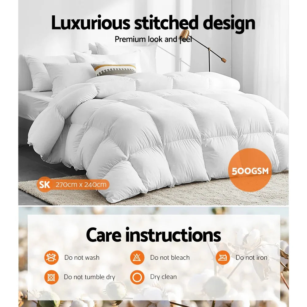 Giselle Bedding 500GSM Goose Down Feather Quilt Super King - Mekamart Australia