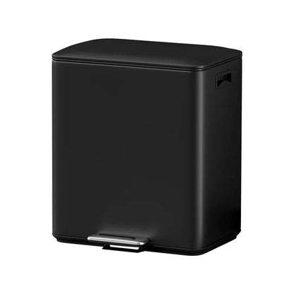 Cefito Pedal Bins Rubbish Bin Dual Compartment Waste Recycle Dustbins 40L Black - Mekamart Australia