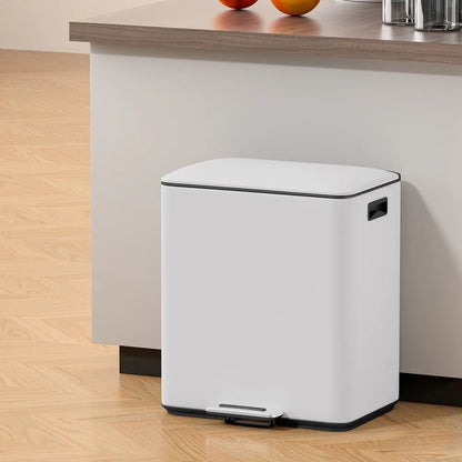 Cefito Pedal Bins Rubbish Bin Dual Compartment Waste Recycle Dustbins 40L White - Mekamart Australia
