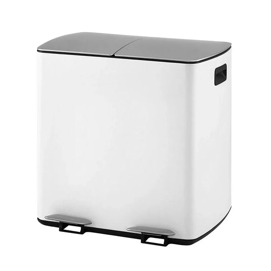 Cefito Pedal Bins Rubbish Bin Dual Compartment Waste Recycle Dustbins 40L White - Mekamart Australia