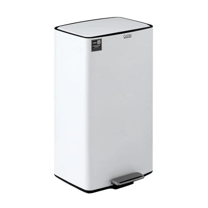 Cefito Pedal Bins Rubbish Bin Waste Recycle Dustbins Kitchen Trash Can 40L White - Mekamart Australia