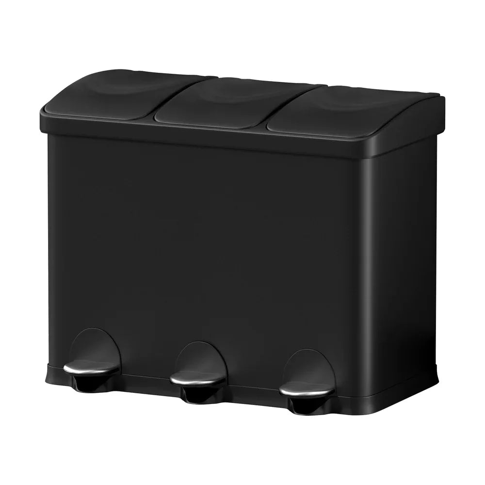 Cefito Pedal Bins Rubbish Bin Triple Compartments Waste Recycle Dustbins 45L - Mekamart Australia