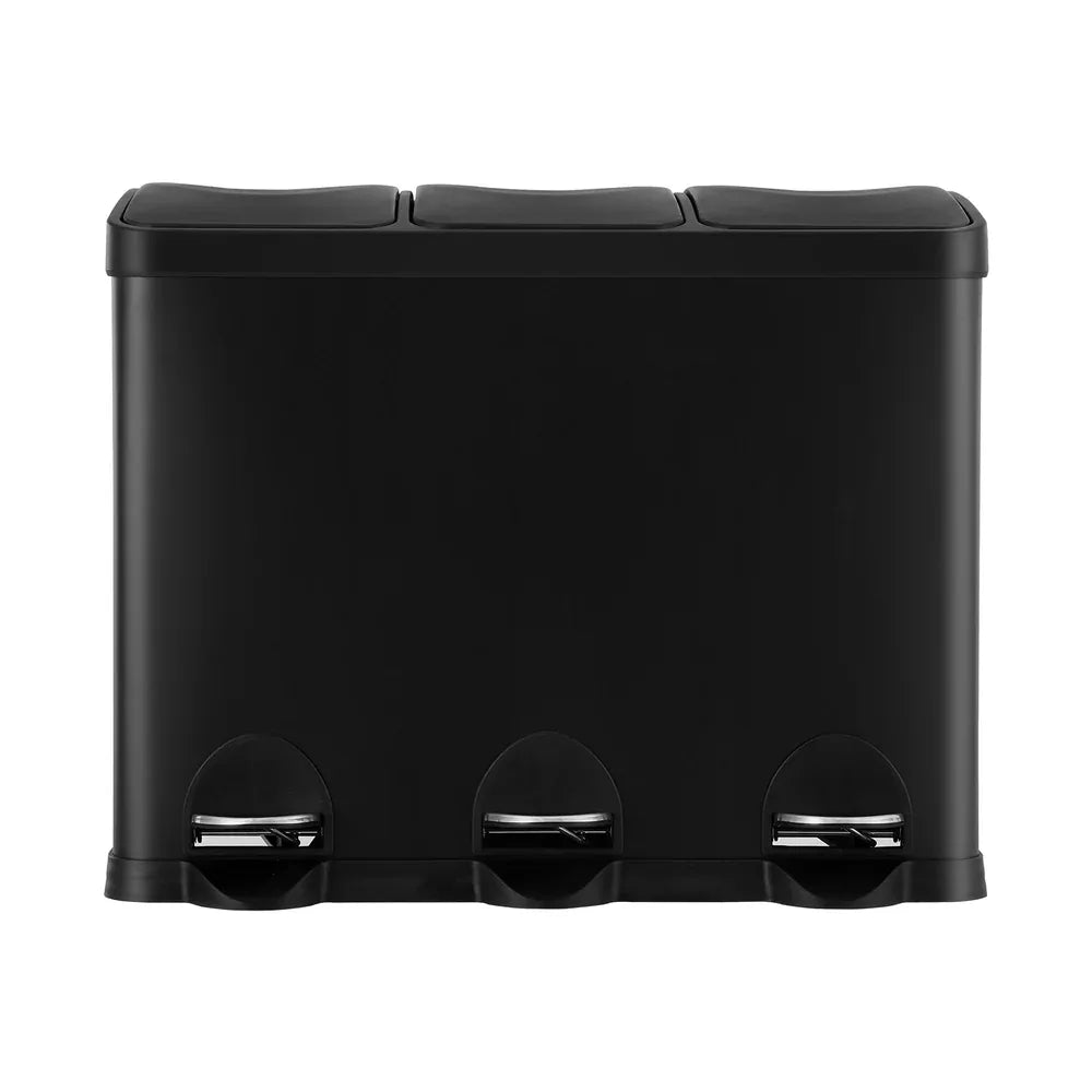 Cefito Pedal Bins Rubbish Bin Triple Compartments Waste Recycle Dustbins 45L - Mekamart Australia