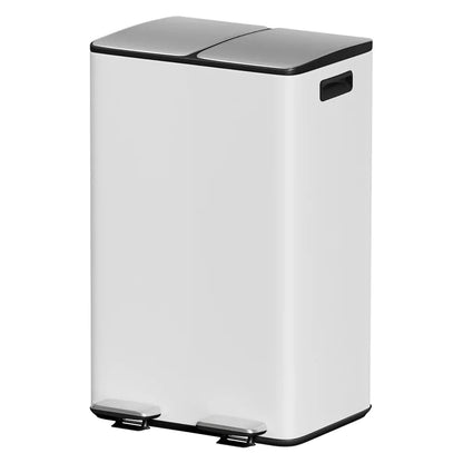 Cefito Pedal Bins Rubbish Bin Dual Compartment Waste Recycle Dustbins 60L White - Mekamart Australia